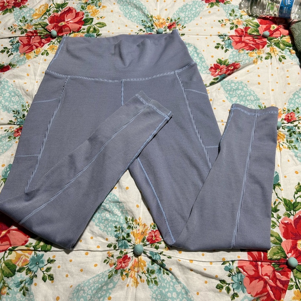 Prana Navy Striped Active Leggings